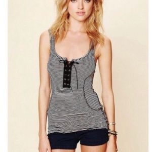 Free People We the Free Striped Front Tie up Tank